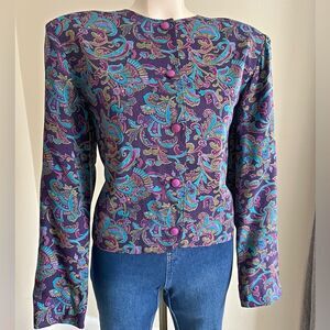 Vintage 80’s Pendleton floral paisley ornate button jacket wool career chic